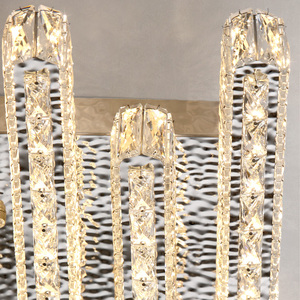 Gran oferta, lámpara de techo moderna, candelabro de cristal con diseño de onda dorada, lámpara inteligente, Base de hierro IP44 para oficina en casa - Product Image 4
