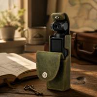 Étui en cuir Crazy Horse personnalisé pour DJI Osmo Pocket3/4 /4P, housse de protection intégrale en cuir pleine fleur avec fermeture magnétique