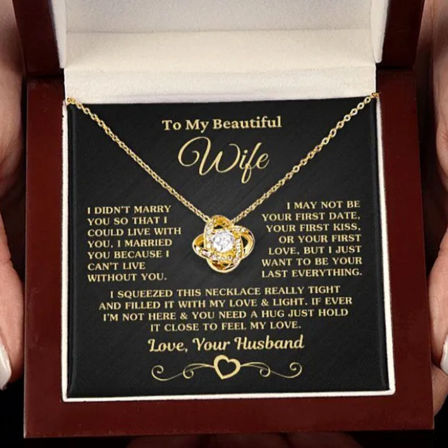 Моя прекрасная жена ожерелье подарок Любовь узел ожерелье реального четырехлистного клевера ожерелье с подвеской для женщин и девочек
