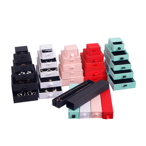 OMT Custom Luxury Iridescent Paper Jewelry packing Ring Bracelet Necklace Earring Pull Out Drawer Packaging Box With Foam Insert