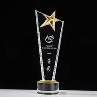 Trophée en cristal personnalisé avec étoile en métal doré pour les souvenirs d'anniversaire d'entreprise, cadeaux