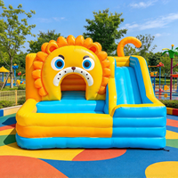 Château gonflable sur le thème du lion avec toboggan, château gonflable en PVC pour enfants, pour fête d'anniversaire dans la cour, thème animal, trampoline gonflable