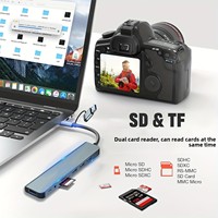 Station d'accueil 8-en-1 USB3.0 Lecteur de cartes TF/SD Hub double tête Type-C Certifié ROHS pour PC/Ordinateur portable
