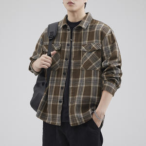 All'ingrosso camicia di flanella su misura molti colori nuove camicie da uomo a maniche lunghe camice casual giacca di cappotto invernale per gli uomini - Product Image 4
