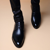 Chaussures habillées Oxford noires pour hommes, à lacets, talon bas, formelles, pour le bureau, les affaires, le quotidien, semelle en caoutchouc antidérapante, OEM ODM, vente en gros
