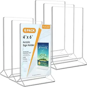 Acrylic Sign Holder 8.5 x 11 Vertical, Double-Sided Flyer Display Stands for Picture Paper Card Home Office Menu Retail Show