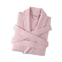Peignoir d'hôtel en pur coton double épaisseur gaufré pour femme, robe de bain épaisse, vêtement de nuit en pur coton pour couple, serviette longue absorbante