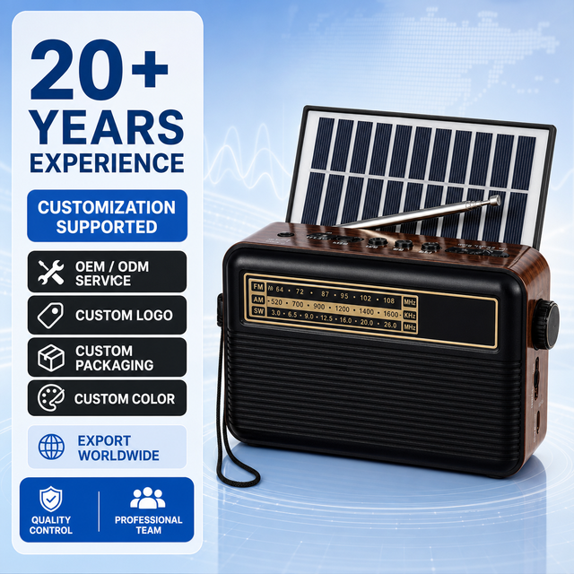 RAISENG R-528BTS Factory OEM Solar Powered AM FM SW Radio Speaker USB TF MP3 Player Rechargeable Portable Radio