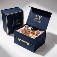 Boîte magnétique en carton rigide avec logo personnalisé, doublure en satin et insert en mousse pour emballage de parfum de luxe