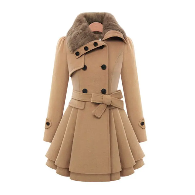 Neue Plus Size Damen bekleidung Woll mantel Lange Zweireiher Woll mantel Wind breaker Damen mäntel Für Damen