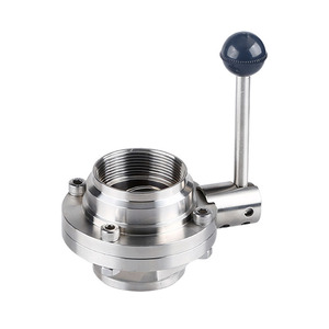 Vannes Konan en acier inoxydable 304, vanne papillon sanitaire à filetage interne DN80 DN100, levier manuel, industrie de l'eau - Product Image 3