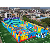Parcours d'obstacles gonflable commercial en PVC, garantie 3 ans, trampoline, aire de jeux, aventure en plein air