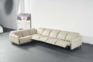 Canapé Chesterfield moderne trois places extensible en cuir véritable avec fonction massage et structure métallique - Product Image 4