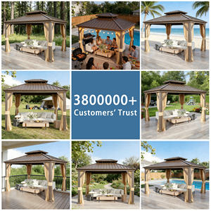 Pavillon extérieur résidentiel en aluminium robuste, gazebo à double toit métallique, imperméable, écologique, pergola <span class=keywords><strong>de</strong></span> cour, auvent d'hôtel - Product Image 6