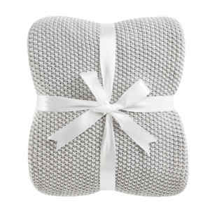 Couverture de lit en <span class=keywords><strong>tricot</strong></span> épais alternant gris et <span class=keywords><strong>blanc</strong></span> Magic Green pour l'automne et l'hiver, couverture <span class=keywords><strong>tricot</strong></span>ée chaude pour la maison - Product Image 2