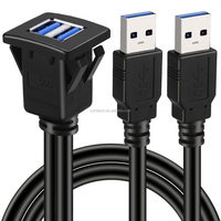 Boucle de câble d'extension USB 3.0 carrée à deux ports pour voiture, camion, bateau, moto, tableau de bord, veste en PVC tressée pour imprimante