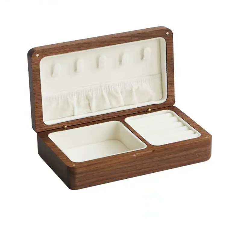 Handgemaakte Natuurlijke Zwarte Walnoot Houten Sieradenhoes Hoge Kwaliteit Luxe Sieraden Opbergdoos Organizer Voor Horloge Ketting Ring