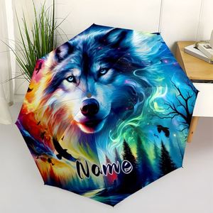 1 Parapluie Pliant Personnalisé avec Nom de Loup Arc-en-ciel, Sans Minimum de Commande, Cadeau Animal Sauvage Personnalisé, Impression UV, Commande Unique, Regenschirm Mit Foto - Product Image 4