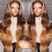 13x6 Body Wave untuk Wig Rambut Lurus Pirang Madu Eropa Remy Hair Wanita Bleach Knots