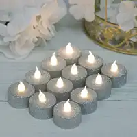Silver Glitter Flameless LED CandlesとBattery Operated Tea Light Candles