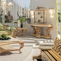 Luxe Antique Feuille D'or Couleur En Bois Sculpté Nacre Table Dessus Console Tables Console Classique Table