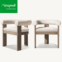 Kingwell Mobilier de jardin d'extérieur Style moderne Ensembles de salle à manger en bois de teck pour hôtel Villa Patio Bistro Table Chaises pour entrée Chambre à coucher