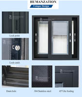Fenêtres coulissantes noires personnalisées AS2047 NFRC éconergétiques Fenêtre coulissante en aluminium à double vitrage et impact ouragan pour les maisons