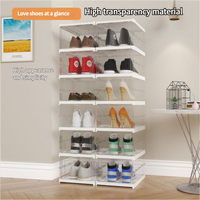 Boîte à chaussures en plastique multicouche en gros, pliable, sans installation, organisateur de chaussures, conteneur de rangement pour chaussures avec porte magnétique