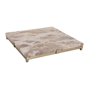 Bandeja cuadrada de mármol con base de metal para servir y uso decorativo - Product Image 2