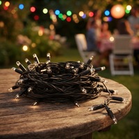Guirlandes lumineuses LED connectables de qualité commerciale, étanches IP67, avec fil en caoutchouc noir, multicolores, pour extérieur, patio, arbre
