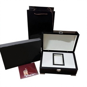 Coffrets de montres de luxe noirs sur mesure, directement de l'usine, avec intérieur en cuir blanc pour hommes, emballages cadeaux pour montres de marque haut de gamme - Product Image 1