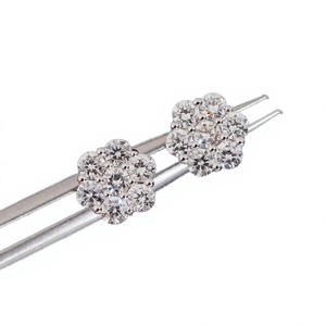 Fine Jewelry Flower Hip Hop 925 Sterling <b>Silver</b> 6.5mm Width Round Brilliant Cut Lab Grown Diamond IGI Certified <b>Earrings</b> - Product Image 2