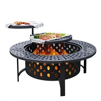 Brasero moderne en fer de 36 pouces pour brûler du bois avec 2 grilles, couvercle, pique-foie et housse imperméable - 3-en-1 pour patio, pique-nique et barbecue