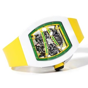 นาฬิกาข้อมือผู้ชายดีไซน์เนอร์ชั้นนำ Reloj Hombre ตัวเรือนสีขาวเขียวเหลือง โครงสร้างแบบอสมมาตร ระบบอัตโนมัติ เรืองแสง รุ่นใหม่ - Product Image 3