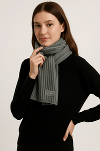 Wholesale Fashion Solid Color <strong>Scarf</strong> for Women <strong>Men</strong>, Grey Winter Warmth Cotton Woven <strong>Scarf</strong> for Chic Daily Wear - Product Image 3