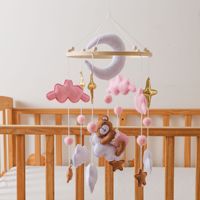 Mobile de berceau transfrontalier de style nordique pour enfants, ours en feutre fait main avec clochette, sans assemblage requis, son et lumière