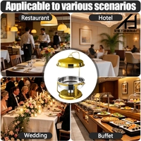 Offre Spéciale – Plat de Service Rond en Acier Inoxydable Doré pour Buffet, Chauffe-Plat Rond avec Couvercle Suspendu pour la Restauration