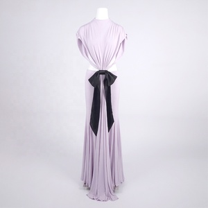 OUDINA alla moda Casual elegante per feste con vita vuota con cintura senza schienale in raso <span class=keywords><strong>lavanda</strong></span> Maxi abito lungo da donna - Product Image 5