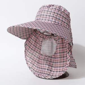 Sombrero de protección solar de verano, sombrero de ala ancha con cubierta facial, poliéster transpirable, plegable, para trabajo al aire libre, para mujeres - Product Image 2