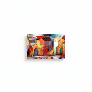 Impresión Artística en Lienzo con Vista Urbana Colorida Estilo Vitral Moderno, Lienzo Enrollado - Product Image 2