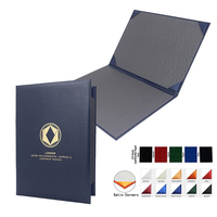 Protège-certificat/diplôme personnalisé en similicuir lychee rembourré, format A4 (8,5 x 11 po), avec doublures moirées de luxe et logo doré imprimé
