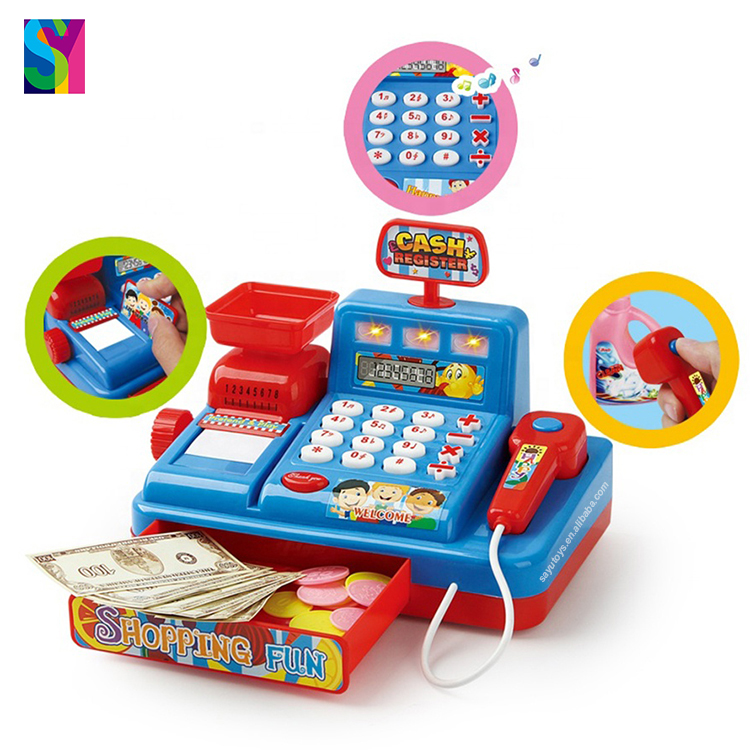 SY New Item Cheap Shopping Supermarket Electronic Cash Register Game Cashier Toy