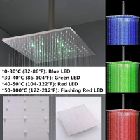 Système de douche spa thermostatique LED de luxe 16 pouces en acier inoxydable poli avec 6 jets de pluie et système anti-calcaire