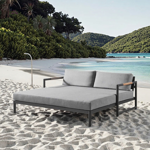 Kursi Santai Aluminium Tepi Kolam Renang, Furnitur Patio Hotel, Kursi Pantai Luar Ruangan Modern, Tahan Segala Cuaca, Tahan Air, Nyaman, Model Double - Product Image 3