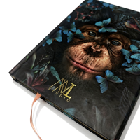 Carnet de notes/journal à couverture rigide en papier personnalisé de haute qualité, gaufrage, vernis sélectif UV, fermeture magnétique, bordure dorée noire, cadeau