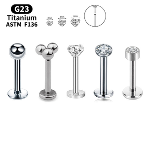 G23 f136 टाइटेनियम कान ट्रेगलस 20 गेज थ्रेडलेस पुश पिन स्पष्ट ज़िरकॉन लैरेट स्टड - Product Image 2