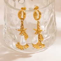 SUMMLY Boucles d'oreilles tendance personnalisées océan en acier inoxydable plaqué or 18 carats accessoires de bijoux de mode