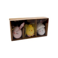 Lot de 3 décorations suspendues de Pâques : lapin, œuf, jouet en plastique 3D, kit de lapin, mouton et poussin pour les fêtes