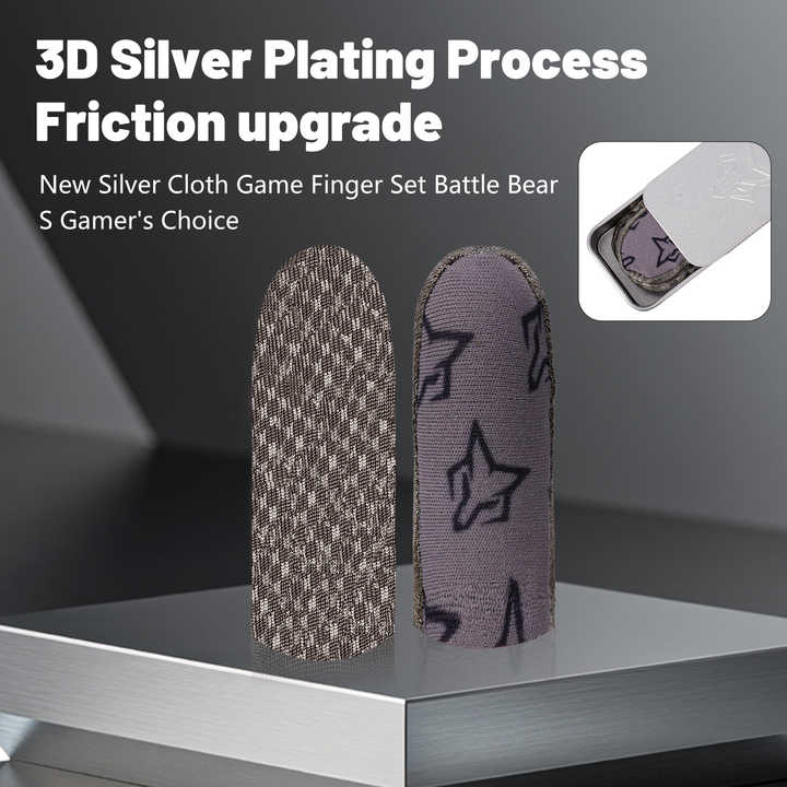 Sarafox C2  4piece Silver-Cloth with Non-slip Particles Mobile Gaming Finger Sleeve, Superconducting Silver Cloth, 0.3mm Thin