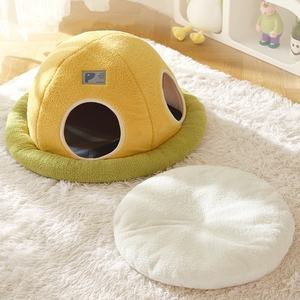 새로운 도착 애완 동물 침대 하우스 햄스터 기니피그 따뜻한 UFO 모양 면 둥지 작은 동물 침대 고양이 침대 - Product Image 4
